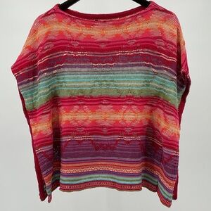 Lauren Ralph Lauren Linen Cotton Stripe Boatneck Sweater XS Semi Sheer